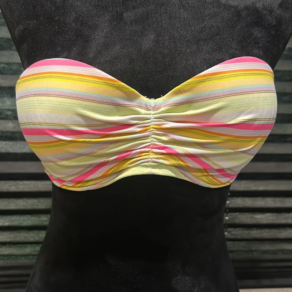 Victoria’s Secret Women Multi Color w Metallic Striped Strapless Bikini Top 34C - Picture 1 of 6